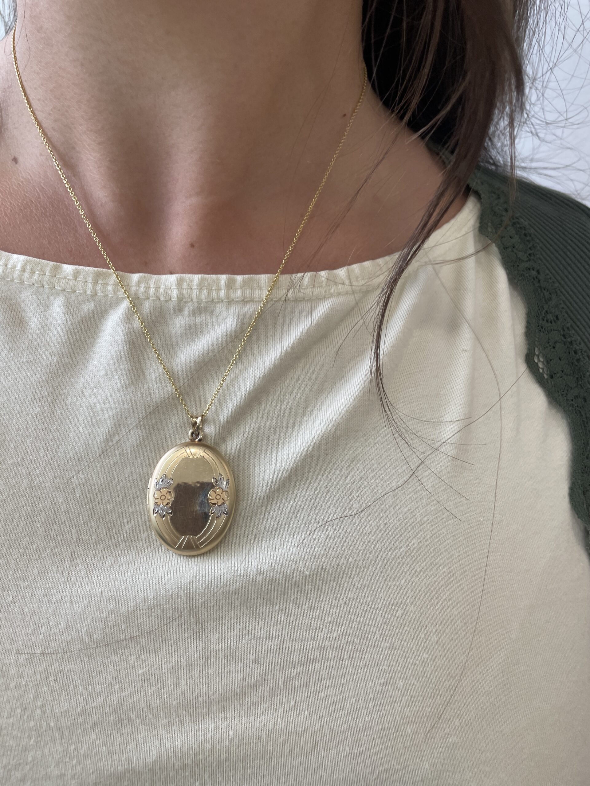 Estate: Yellow, White, and Rose Gold Locket Necklace
