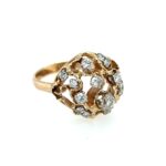Estate: Yellow Gold Freeform Diamond Cluster Ring