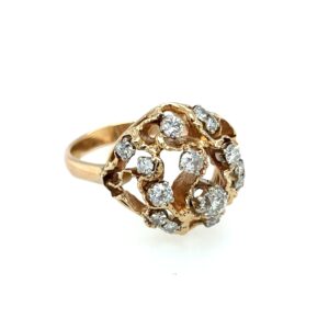 Estate: Yellow Gold Freeform Diamond Cluster Ring