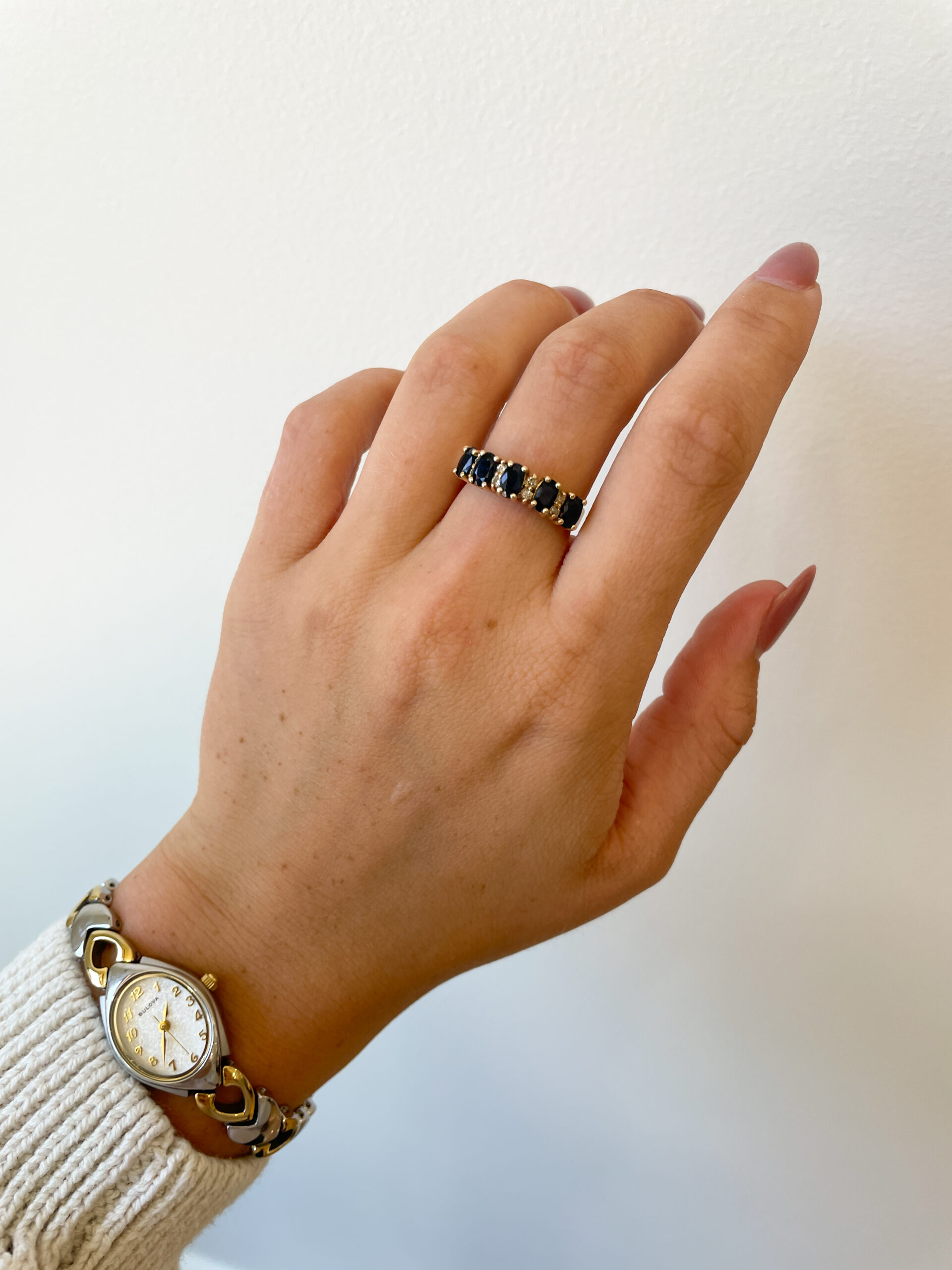 Estate: Yellow Gold Sapphire and Diamond Ring