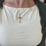 Estate: Yellow Gold Pearl and Ruby Cross Pendant