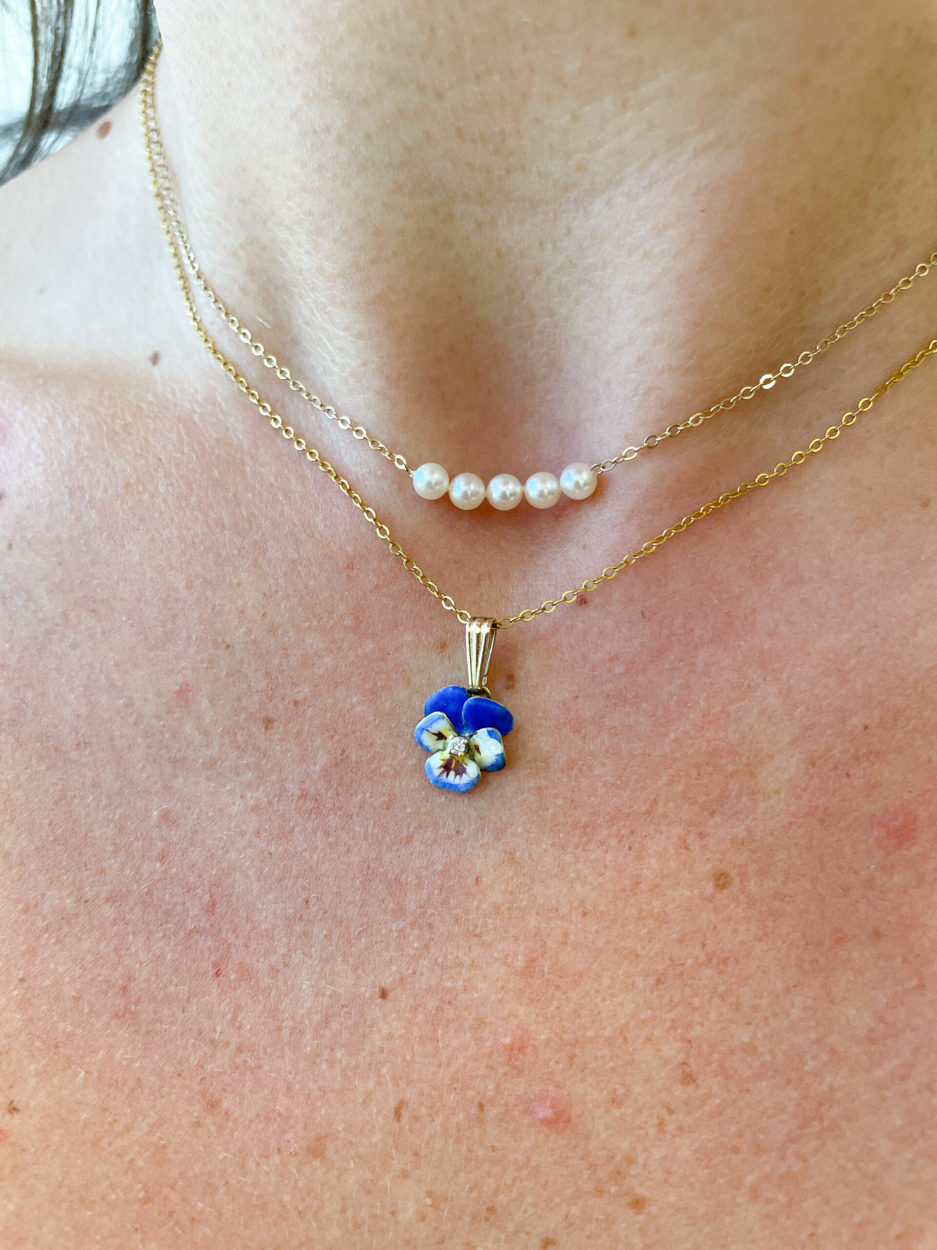 Estate: Yellow Gold Pearl Necklace