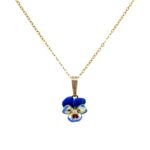 Estate: Yellow Gold Enameled Pansy Necklace