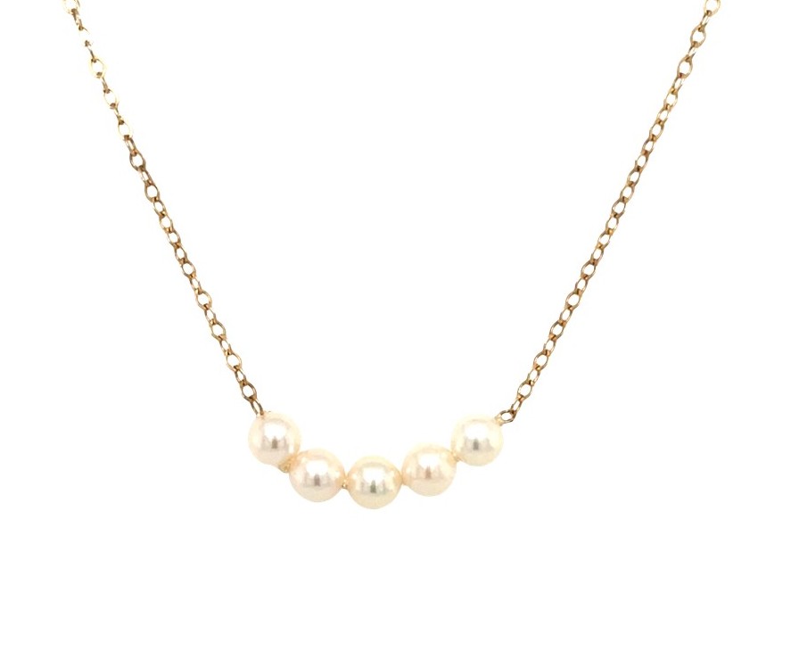 Estate: Yellow Gold Pearl Necklace