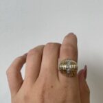 Estate: Yellow Gold Ridged Dome Ring with Diamonds