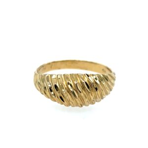 Estate: Yellow Gold Diamond-Cut Ridged Dome Ring