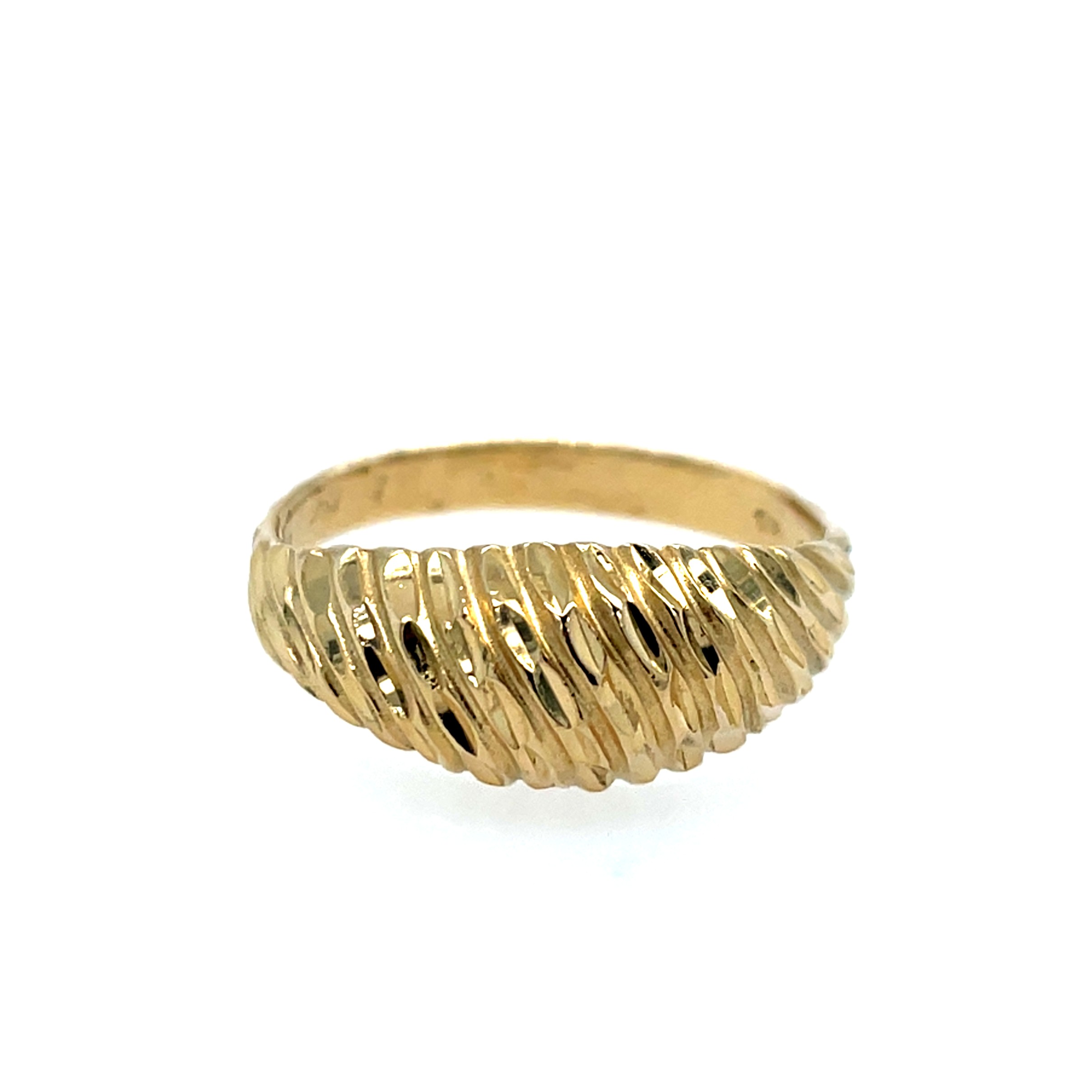 Estate: Yellow Gold Diamond-Cut Ridged Dome Ring