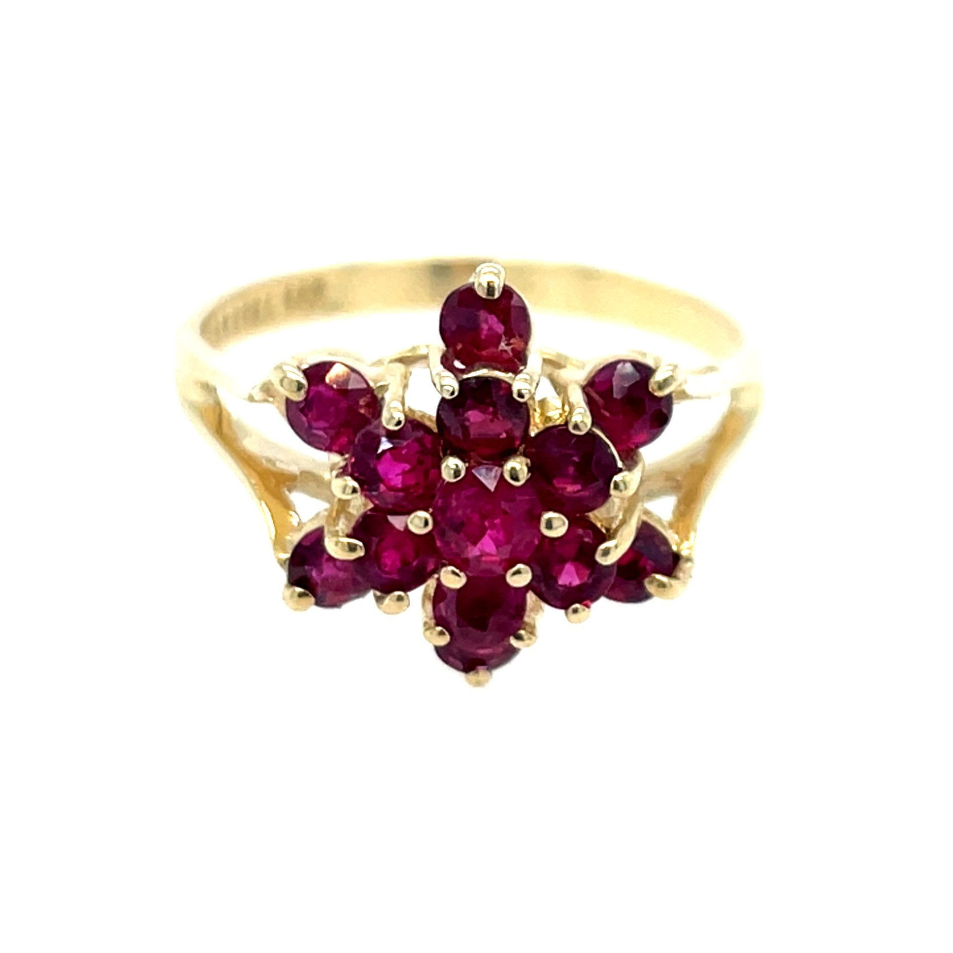 Estate: Yellow Gold Ruby Cluster Ring