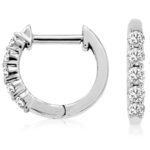 White Gold Diamond Huggie Hoop Earrings