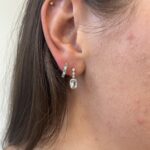White Gold Emerald & Diamond Huggie Hoop Earrings