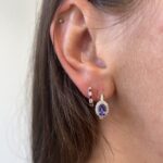 White Gold Ruby & Diamond Huggie Hoop Earrings