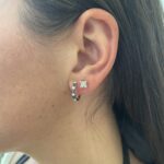 White Gold Sapphire & Diamond Hoop Earrings