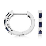White Gold Sapphire & Diamond Hoop Earrings