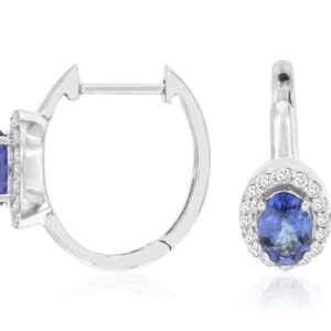 White Gold Tanzanite and Diamond Earrings