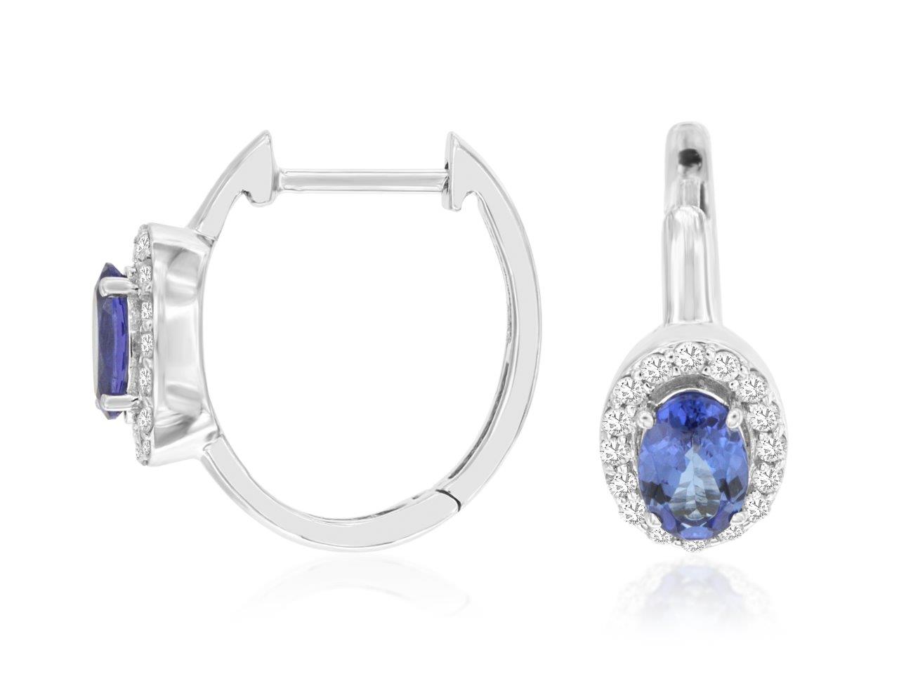 White Gold Tanzanite and Diamond Earrings
