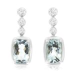 White Gold Aquamarine Drop Earrings