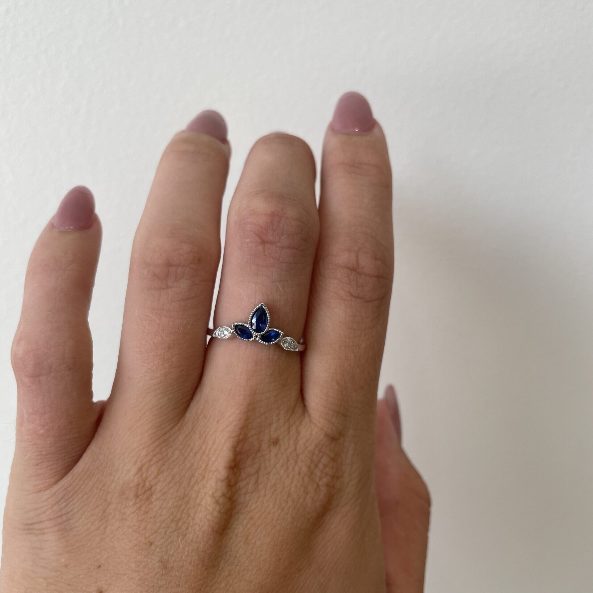 White Gold Sapphire and Diamond Ring