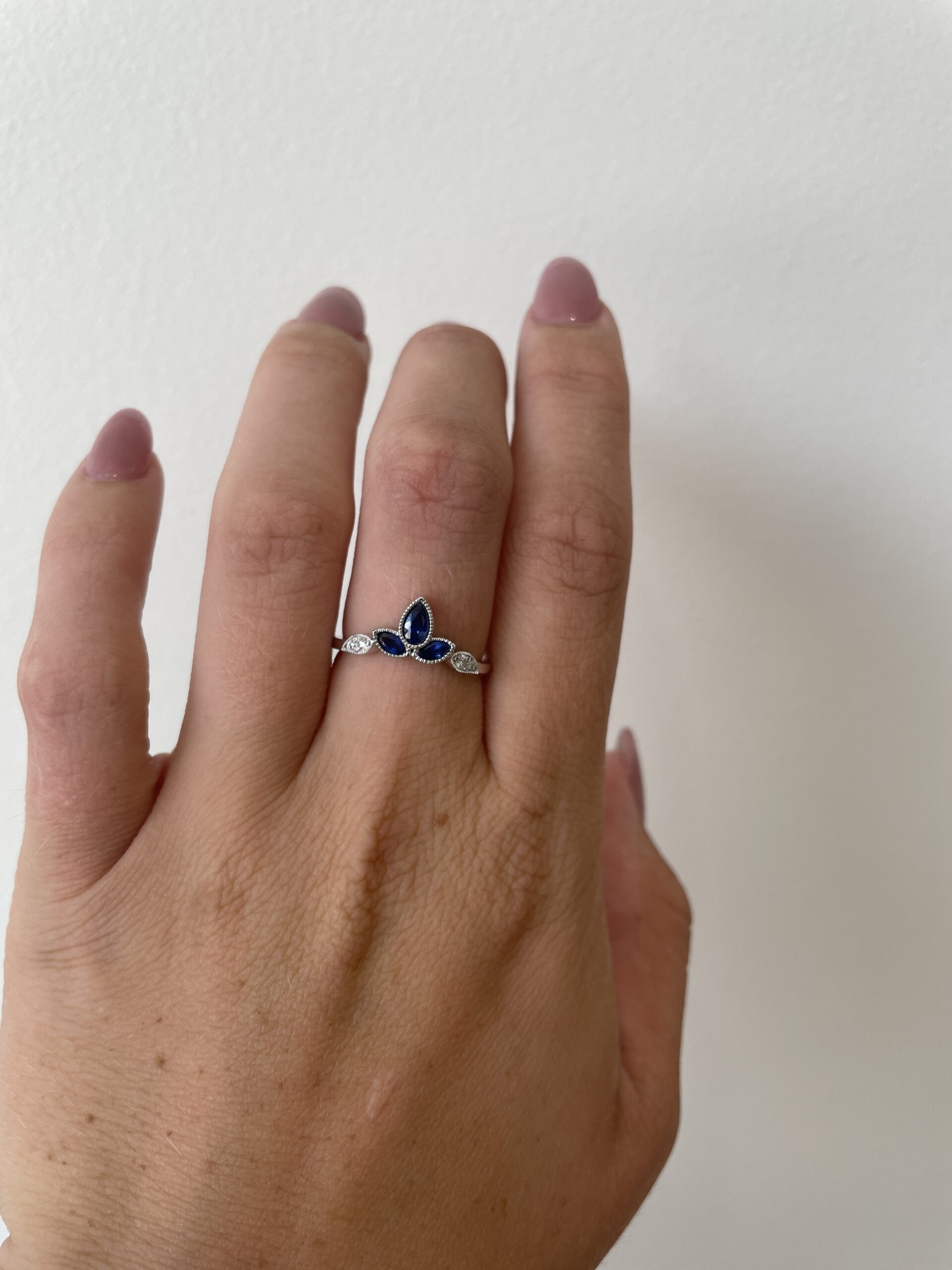 White Gold Sapphire and Diamond Ring