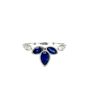 White Gold Sapphire and Diamond Ring