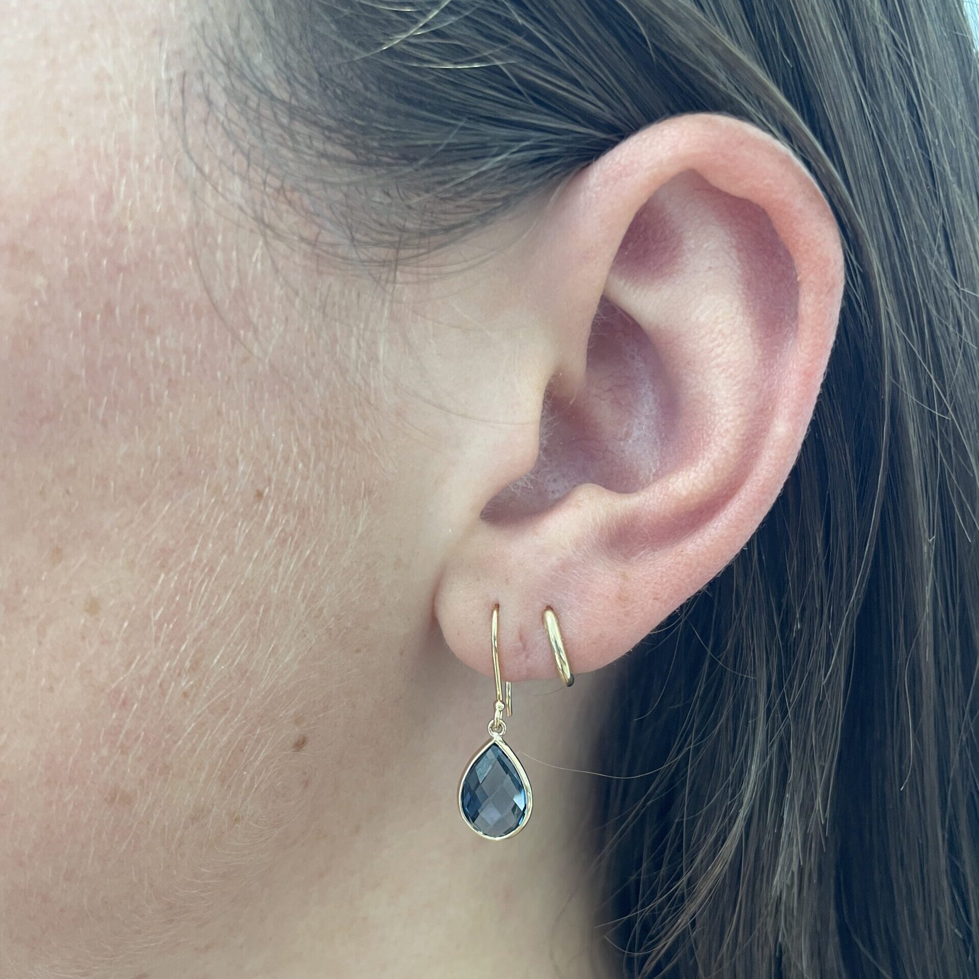 Yellow Gold Pear-Shaped London Blue Topaz Briolette Earrings