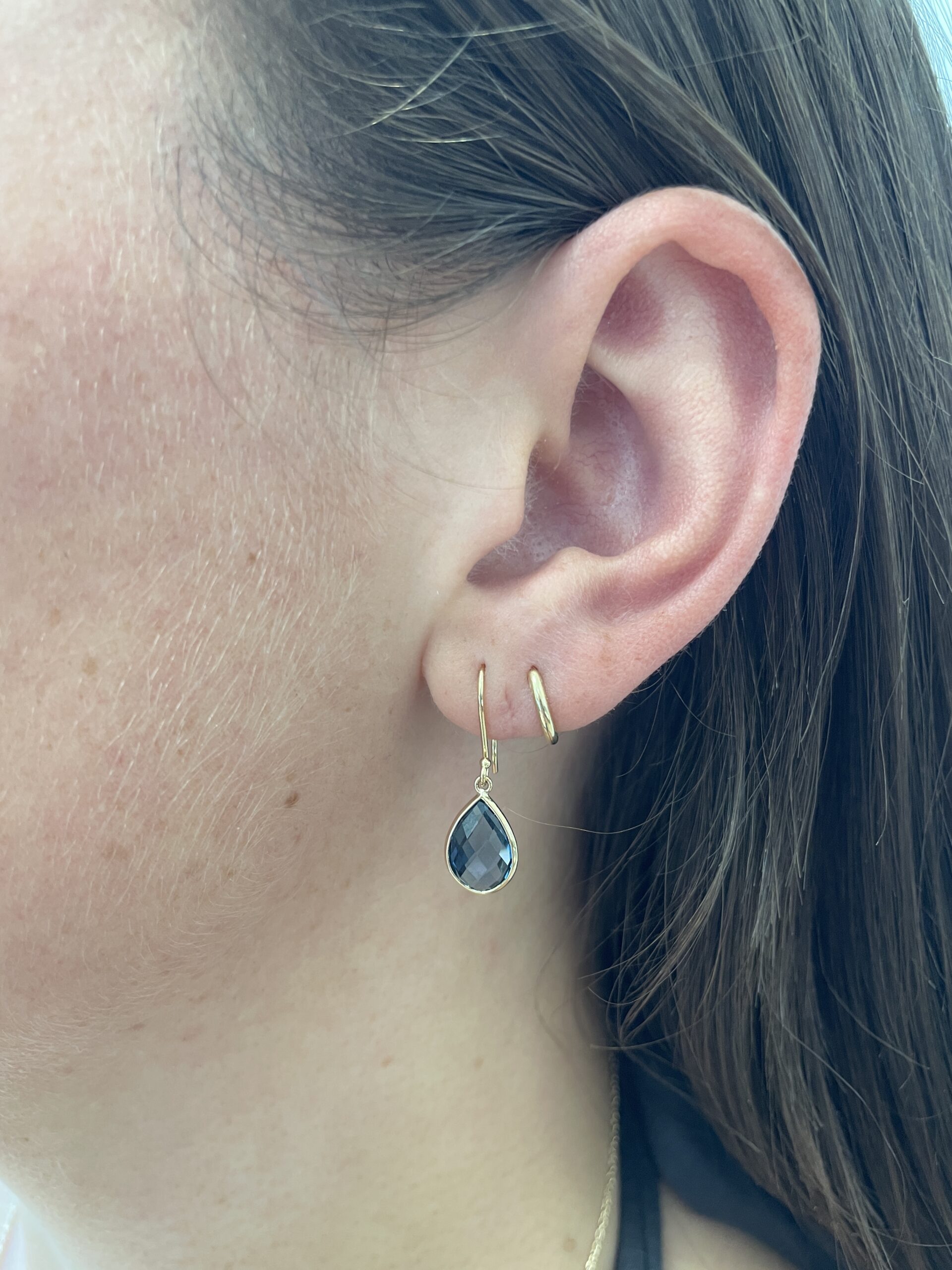 Yellow Gold Pear-Shaped London Blue Topaz Briolette Earrings