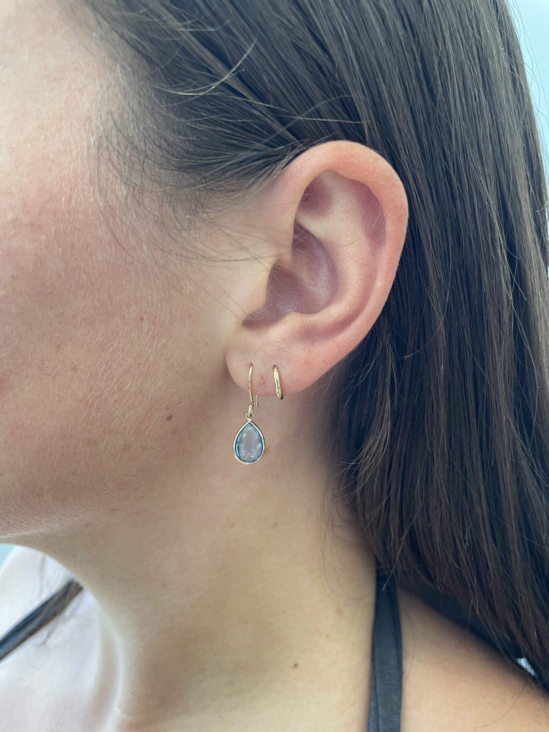 Yellow Gold Pear-Shaped Swiss Blue Topaz Briolette Earrings