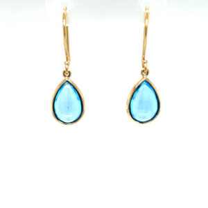 Yellow Gold Pear-Shaped Swiss Blue Topaz Briolette Earrings