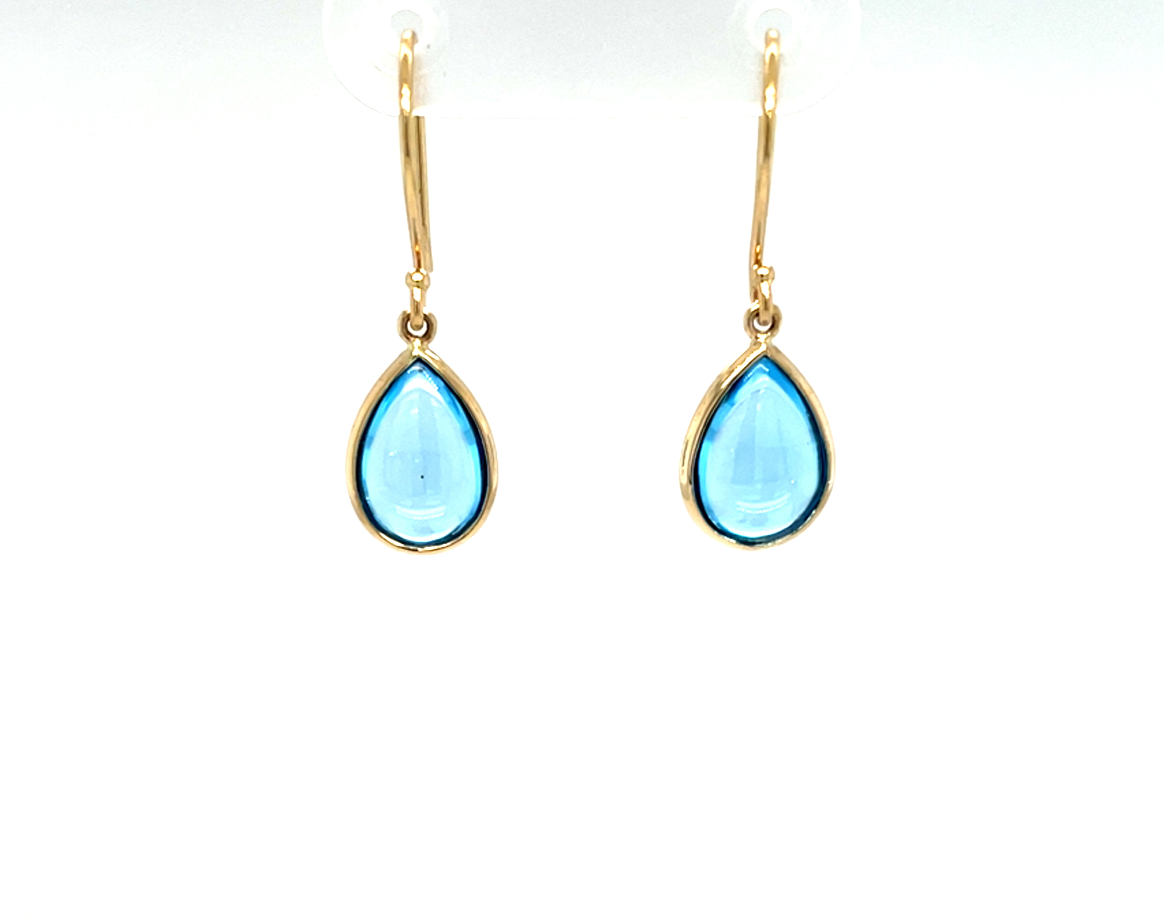 Yellow Gold Pear-Shaped Swiss Blue Topaz Briolette Earrings