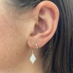 Yellow Gold Rhombus-Shaped Mother of Pearl Briolette Earrings