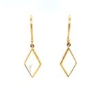 Yellow Gold Rhombus-Shaped Mother of Pearl Briolette Earrings