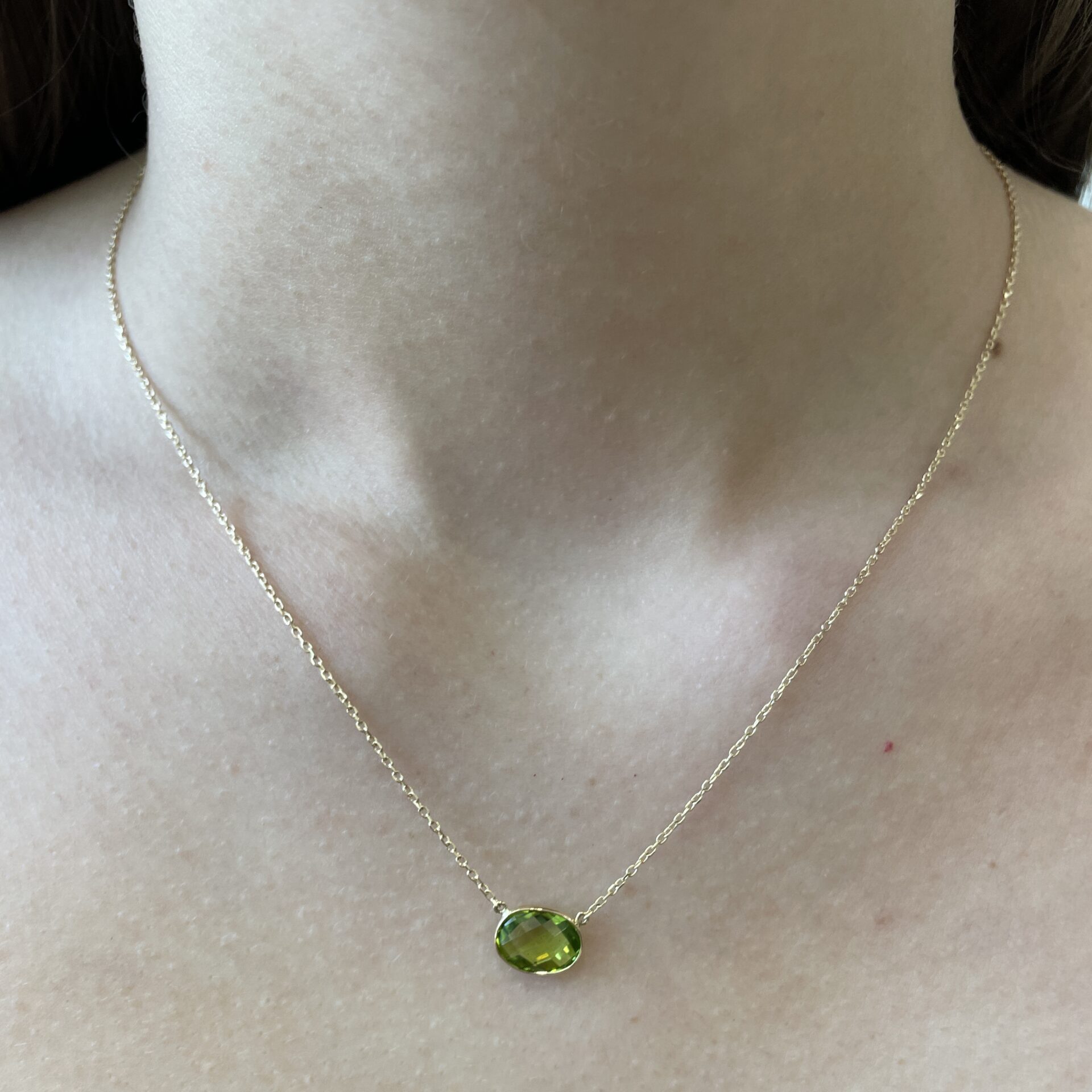 Yellow Gold Peridot Briolette Necklace