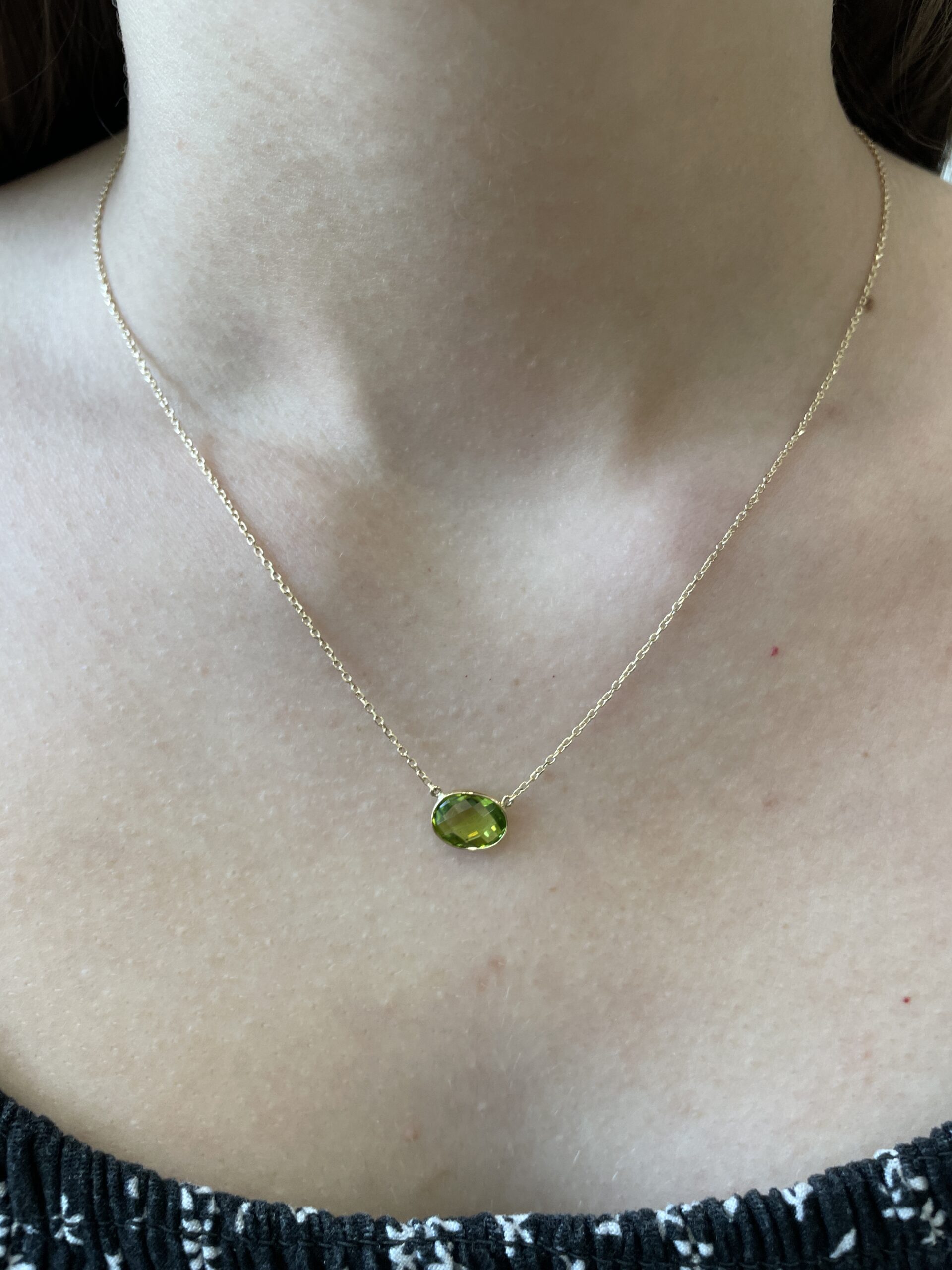 Yellow Gold Peridot Briolette Necklace