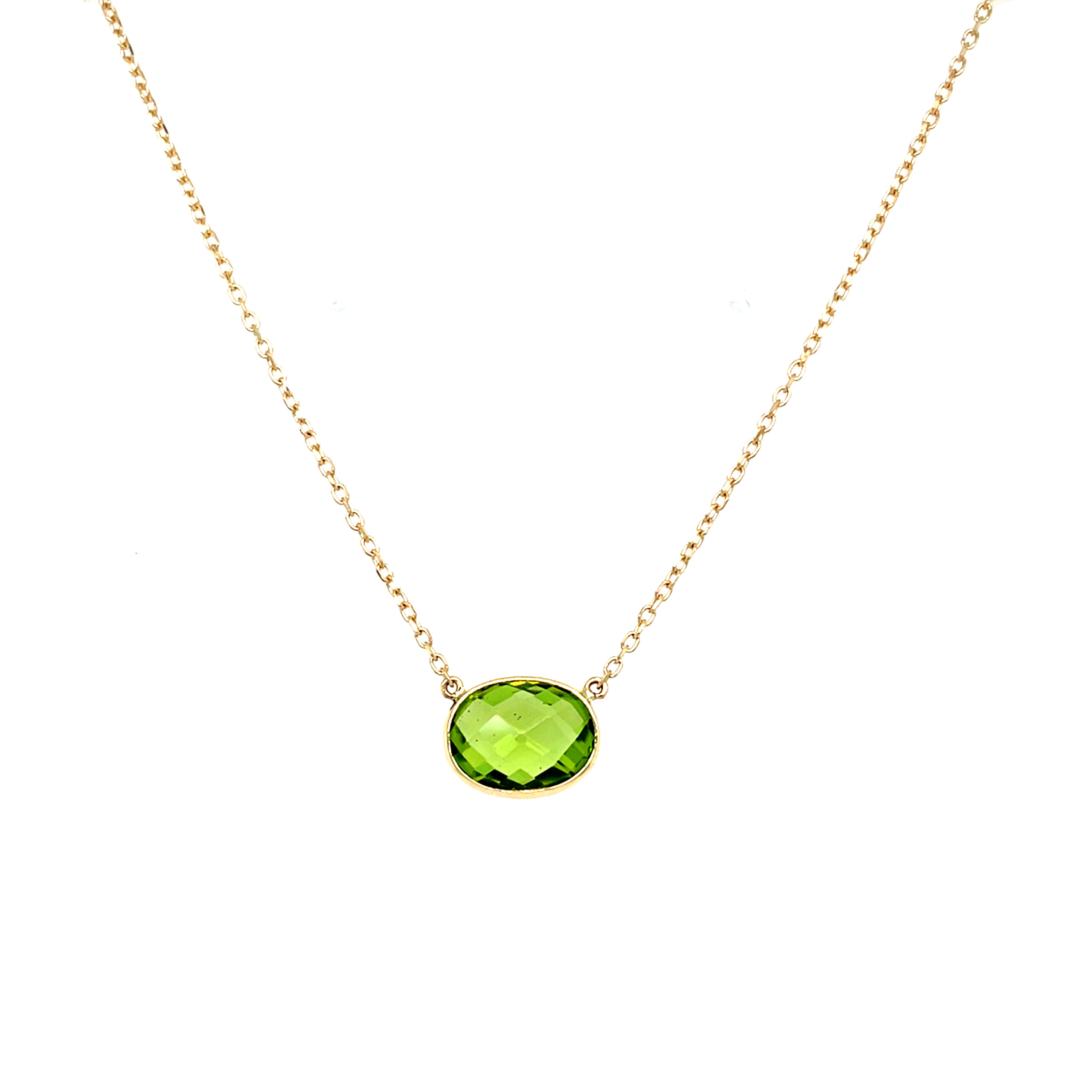 Yellow Gold Peridot Briolette Necklace