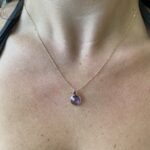 Yellow Gold Pink Tourmaline & Amethyst Briolette Necklace