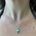 Yellow Gold Turquoise & London Blue Topaz Briolette Necklace