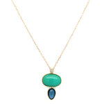 Yellow Gold Turquoise & London Blue Topaz Briolette Necklace