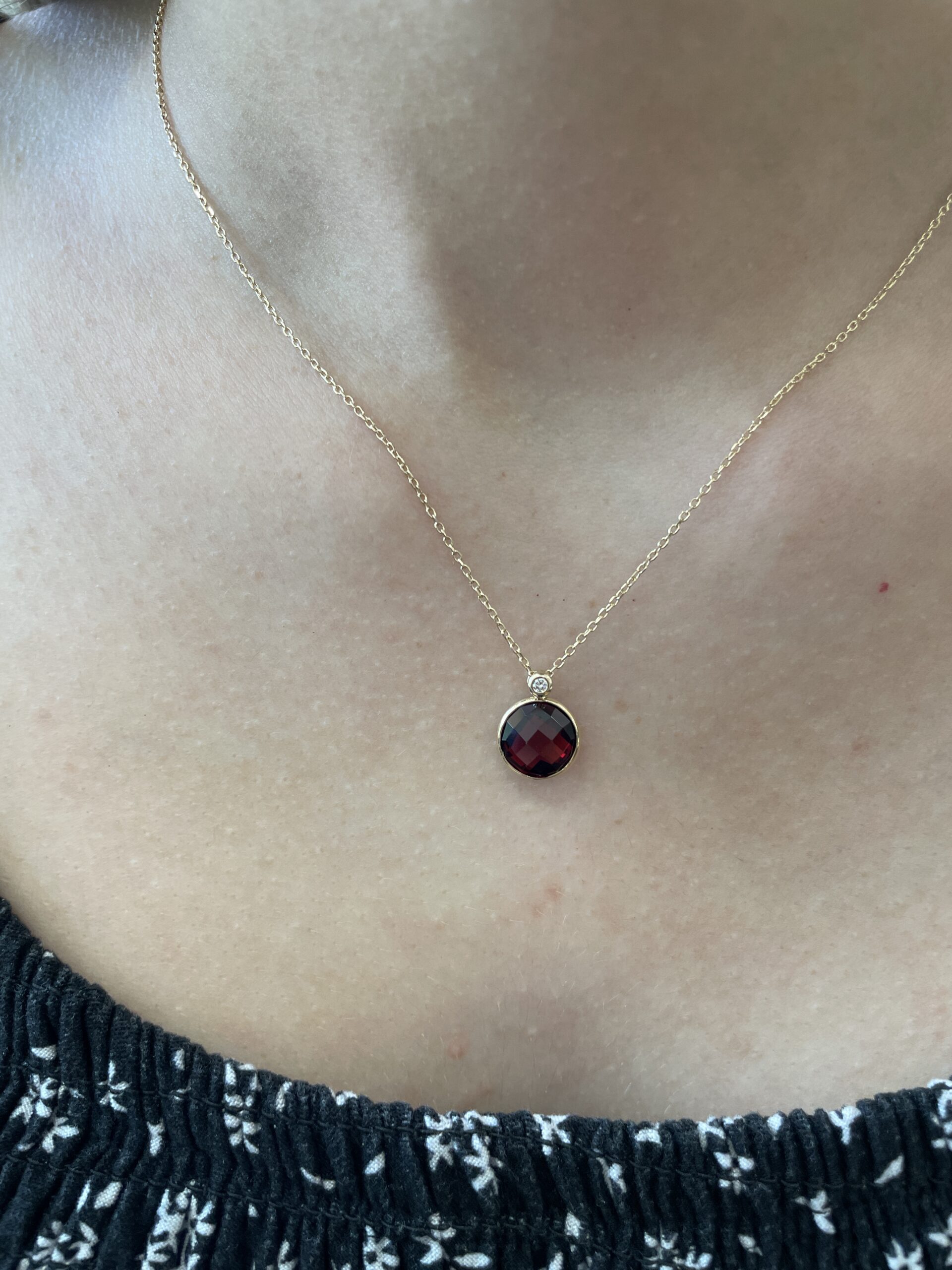 Yellow Gold Garnet Briolette Necklace