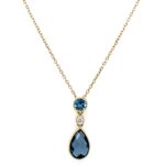 Yellow Gold Pear-Shaped London Blue Topaz Briolette Necklace
