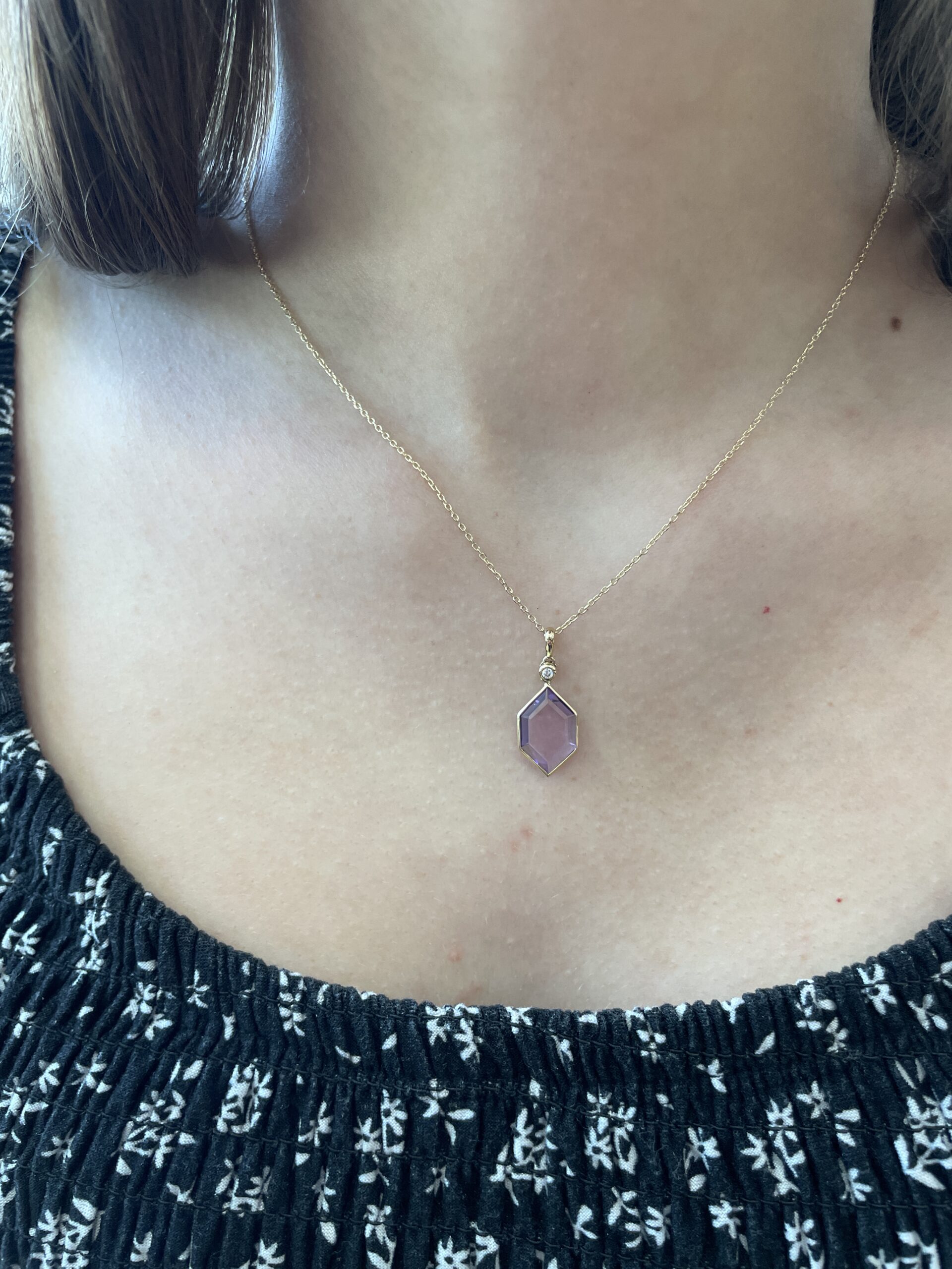 Yellow Gold Amethyst Briolette Necklace
