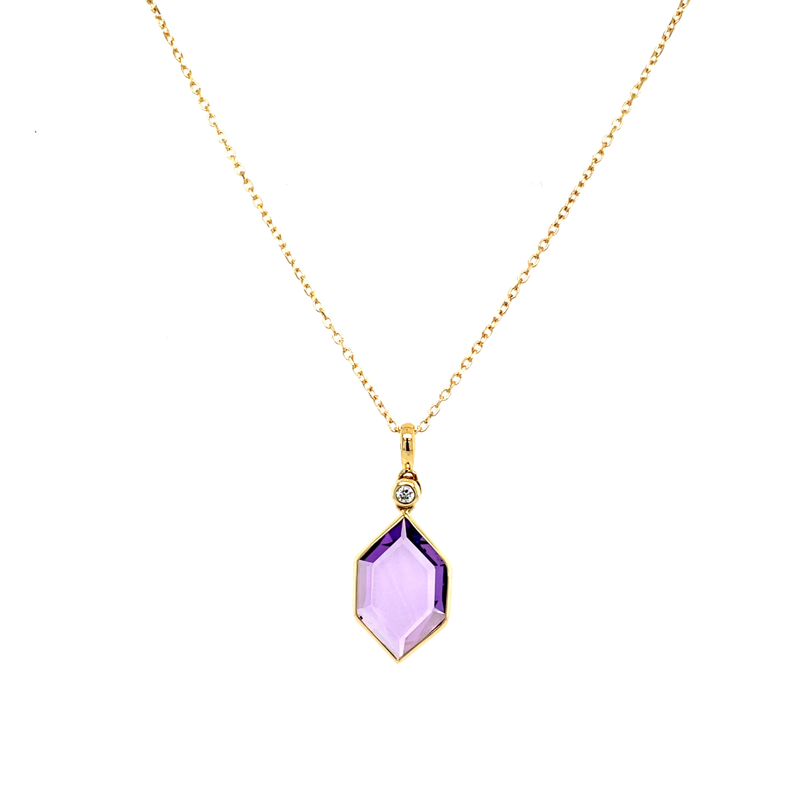 Yellow Gold Amethyst Briolette Necklace