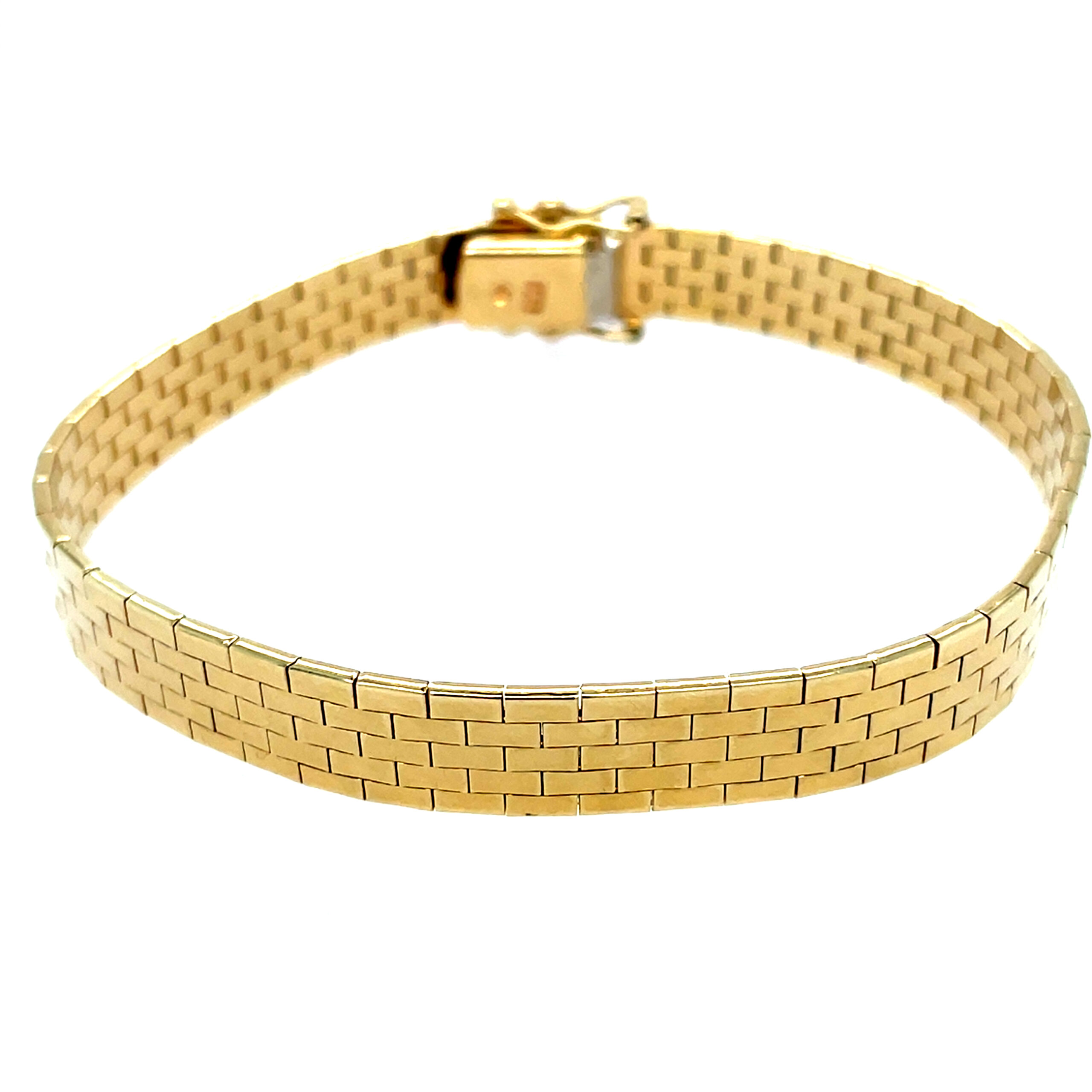 Estate: Yellow Gold Polished Brick-Patterned Bracelet