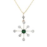 Estate: Green Tourmaline and Diamond Pendant Necklace