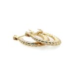 Estate: Yellow Gold Textured Hoop Earrings