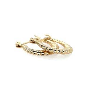 Estate: Yellow Gold Textured Hoop Earrings