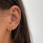 Estate: Yellow Gold Textured Hoop Earrings