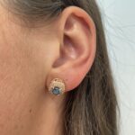 Estate: Rose Gold Treated Blue & White Diamond Earrings