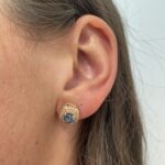 Estate: Rose Gold Treated Blue & White Diamond Earrings