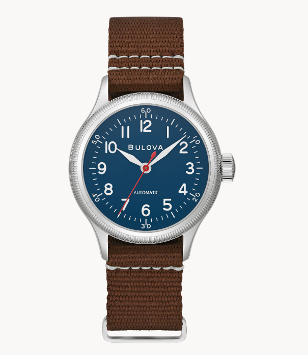 Men's Bulova A-11 Hack Watch with Blue Dial & Nylon Strap