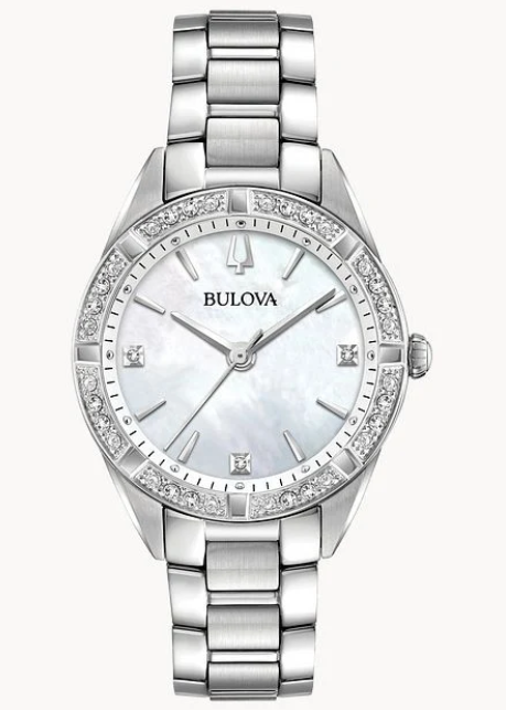 Ladies' Bulova Sutton Watch with Stainless Steel Case + Mother-of-Pearl Dial