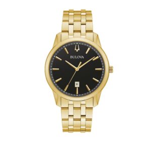 Men's Bulova Sutton Watch with Gold-Tone Bracelet + Black Face